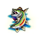 cowboy riding a cutthroat trout  tattoo design idea