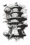 air traffic control tower tattoo design idea