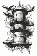 air traffic control tower tattoo design idea