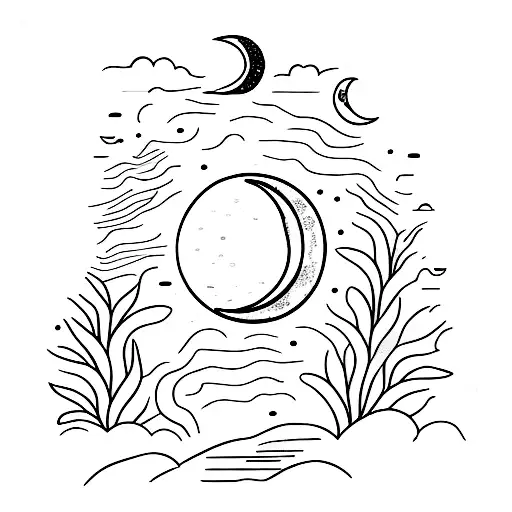 moon, tiny, fine line, no shade  tattoo design idea