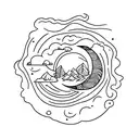 moon, tiny, fine line, no shade  tattoo design idea