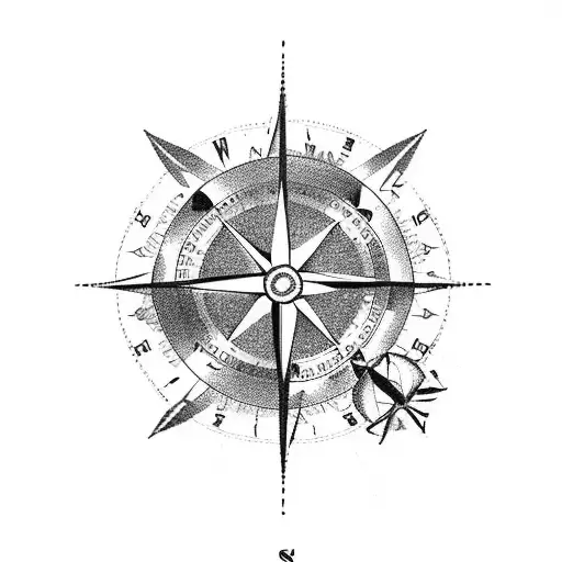 A compass with kayaking paddles and gecko footprints leading to Tenerife island tattoo design idea