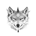 tree sleeve with wolves tattoo design idea