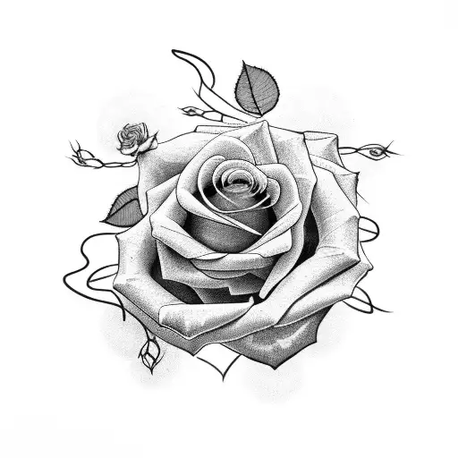 A delicate rose vine entwined with thorns, symbolizing the beauty and struggles of life tattoo design idea