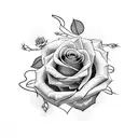 A delicate rose vine entwined with thorns, symbolizing the beauty and struggles of life tattoo design idea