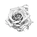 A delicate rose vine entwined with thorns, symbolizing the beauty and struggles of life tattoo design idea