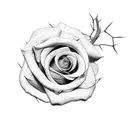 A delicate rose vine entwined with thorns, symbolizing the beauty and struggles of life tattoo design idea