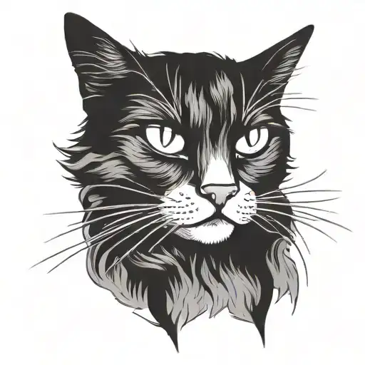 black cat face tattoo design idea
