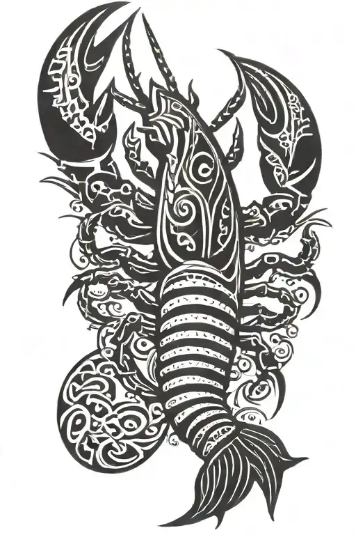 lobster surfboard tattoo design idea