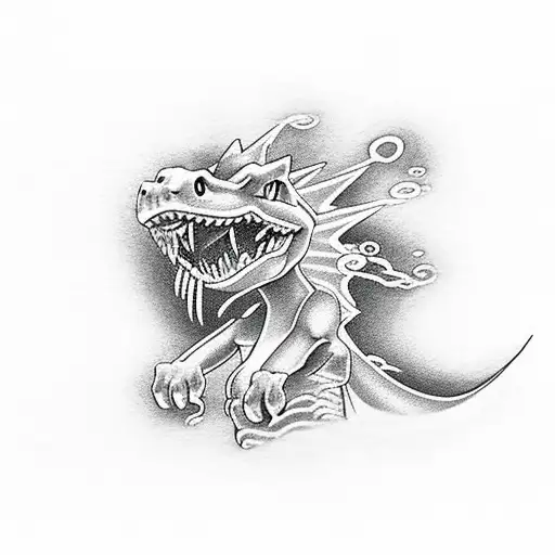 charizard with flames out of mouth tattoo design idea