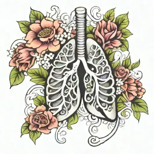 lungs and flowers trailing half sleeve tattoo design idea