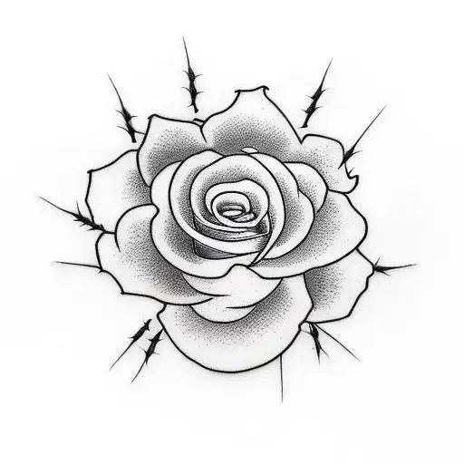 barbed wire with roses tattoo design idea
