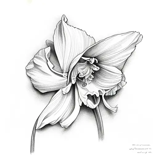 Daffodil and larkspur with 2 timothy 1:7 tattoo design idea
