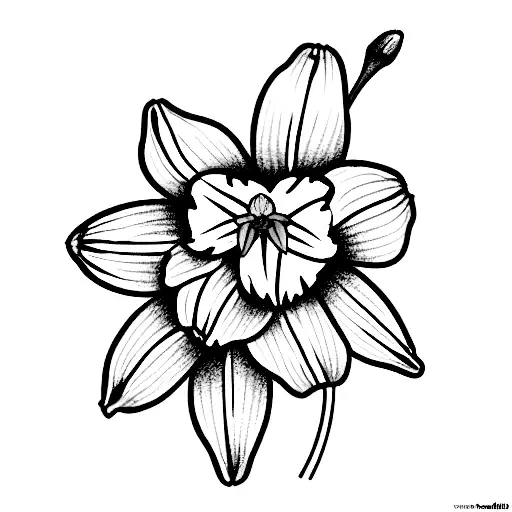 Daffodil and larkspur with 2 timothy 1:7 tattoo design idea