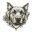 labrador retriver face in paw print inside tattoo design idea