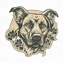 labrador retriver face in paw print inside tattoo design idea