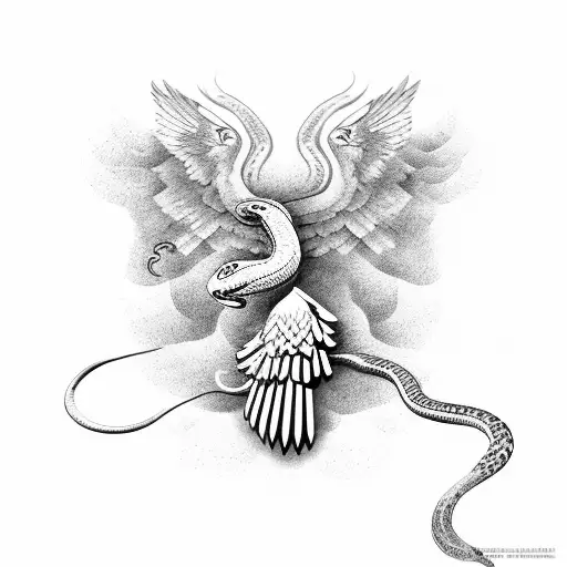 Snake and eagle fighting  tattoo design idea