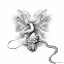 Snake and eagle fighting  tattoo design idea