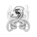 Snake and eagle fighting  tattoo design idea
