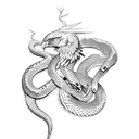 Snake and eagle fighting  tattoo design idea