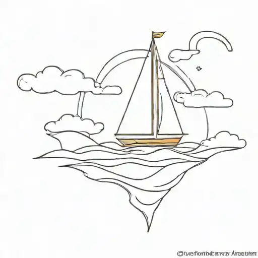 sailboat floating through stormy waters tattoo design idea