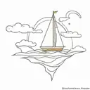 sailboat floating through stormy waters tattoo design idea