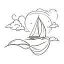 sailboat floating through stormy waters tattoo design idea