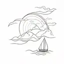 sailboat floating through stormy waters tattoo design idea