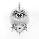 therd eye with reaice devil in the deth tattoo design idea