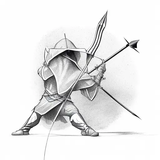 Arrow hunter bow tattoo design idea