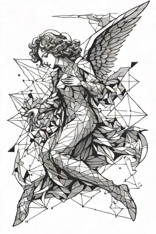 angel falling tattoo design idea