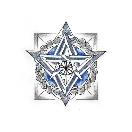  unicursal hexagram with flowers tattoo design idea