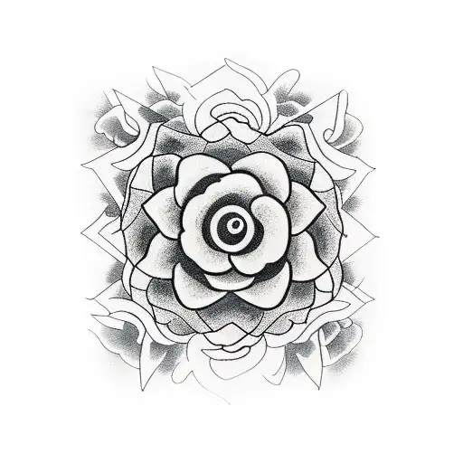 hexagram with flowers tattoo design idea