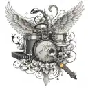 sign rock and roll et oréoles d'ange tattoo design idea