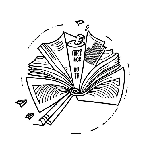 A captivating sketch-style tattoo of a stack of books with Diet Coke cans balanced on top, symbolizing the perfect combination of reading and your favorite drink tattoo design idea