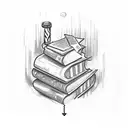 A captivating sketch-style tattoo of a stack of books with Diet Coke cans balanced on top, symbolizing the perfect combination of reading and your favorite drink tattoo design idea