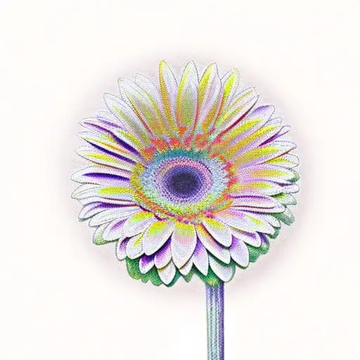single gerbera with its stem in a vase tattoo design idea