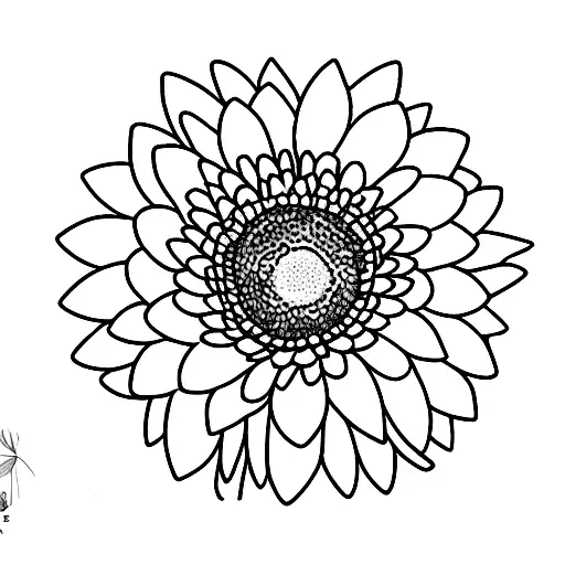 single gerbera with its stem in a vase tattoo design idea
