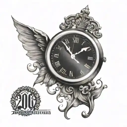 A clock containing the dates 2004-2007-2015 tattoo design idea
