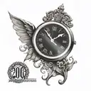 A clock containing the dates 2004-2007-2015 tattoo design idea