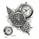 A clock containing the dates 2004-2007-2015 tattoo design idea
