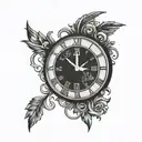 A clock containing the dates 2004-2007-2015 tattoo design idea