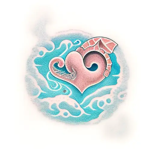 hearth with ocean waves tattoo design idea