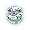 hearth with ocean waves tattoo design idea