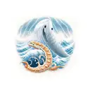 hearth with ocean waves tattoo design idea