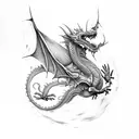 black and grey , Dragon that wrap around the forearm tattoo design idea