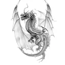 black and grey , Dragon that wrap around the forearm tattoo design idea
