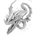 black and grey , Dragon that wrap around the forearm tattoo design idea