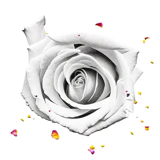 ink lines with rose petals tattoo design idea
