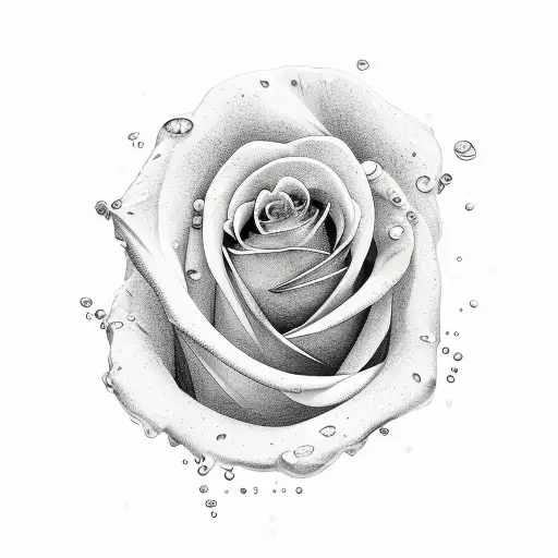 fluid lines with rose petals tattoo design idea